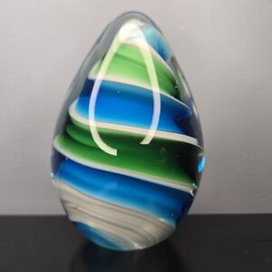 Vintage MCM Murano Large 5.5" Heavy 2.5+LBS Glass Swirl Egg Hand Blown